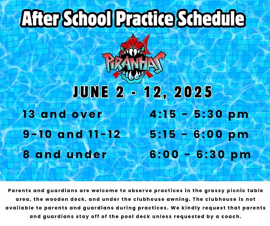 After School Practice Schedule